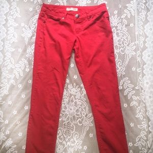 Red skinny jeans